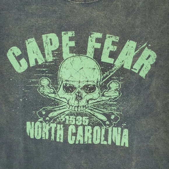 Gildan Ultra Cotton Large Cape Fear 1585 North Carolina Skull Graphics T Shirt - Picture 3 of 11